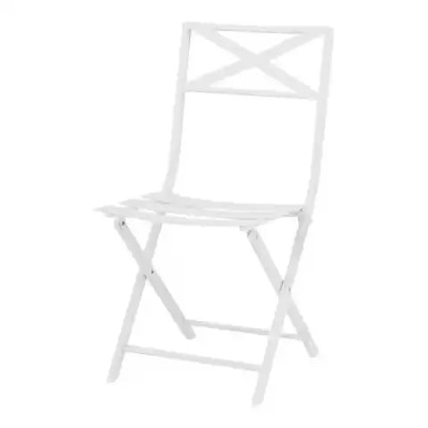 StyleWell White Folding Metal Slat Dining Chairs- Set of 4
