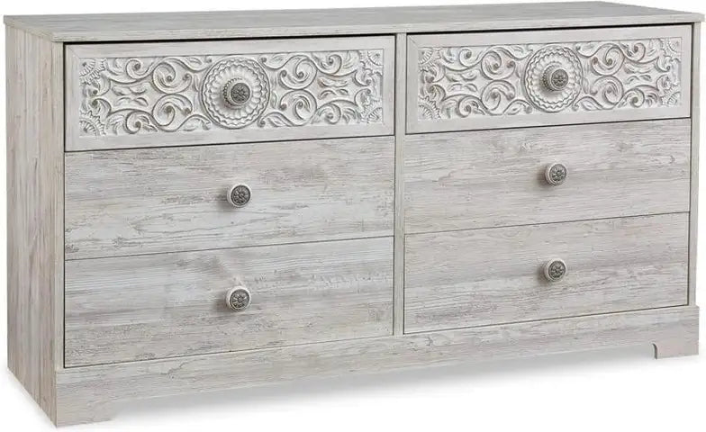 Signature Design by Ashley Paxberry Boho 6 Drawer Dresser, Whitewash