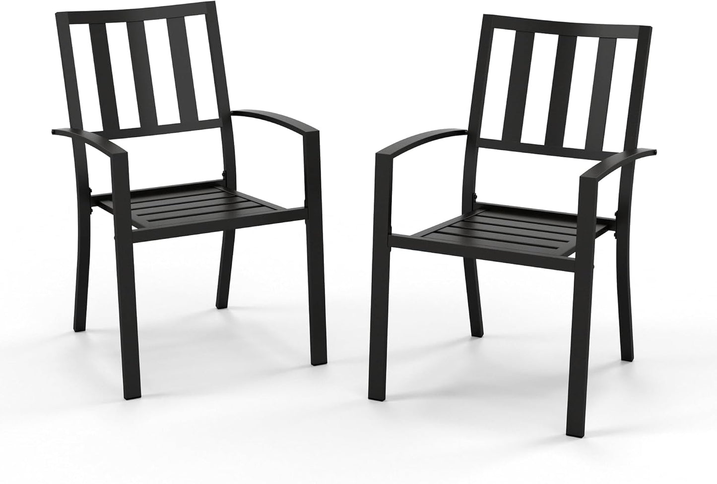 PHI VILLA 2 Pcs Patio Metal Dining Chairs, Outdoor Wroght Iron Seating Dining Chairs, Stackable Bistro Chair