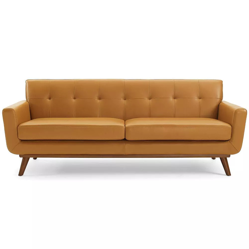 Engage Top-Grain Leather Lounge Living Room Sofa Tan - Modway