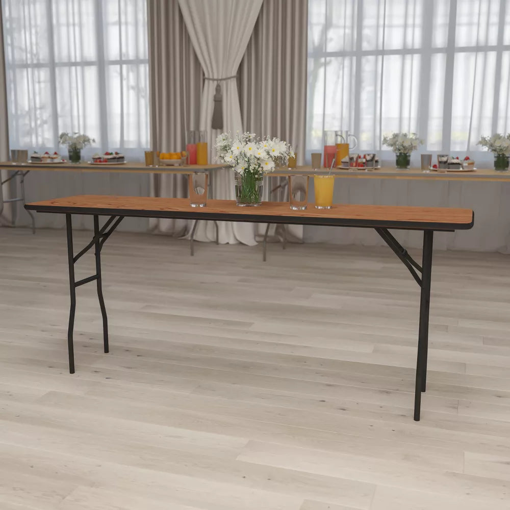 Flash Furniture 6-Foot Rectangular Wood Folding Training / Seminar Table with Smooth Clear Coated Finished Top