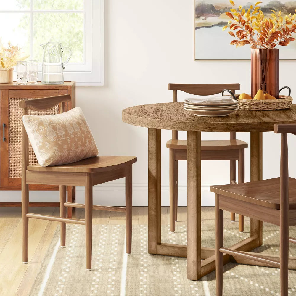Keener All Wood Round Dining Table Brown - Threshold