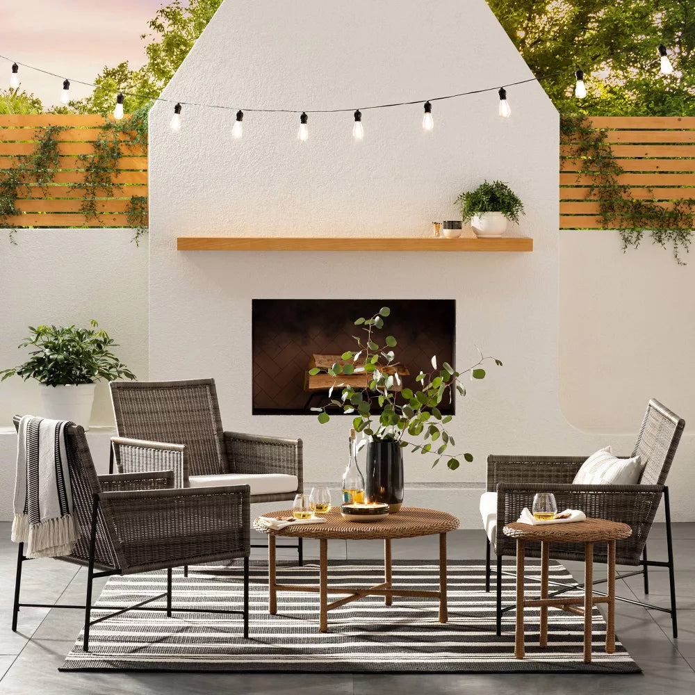 Wicker & Metal X Frame Patio Loveseat - Gray - Threshold designed with Studio McGee