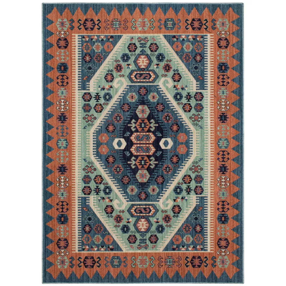 Buttercup Diamond Vintage Persian Woven Rug 7x10 Blue - Opalhouse