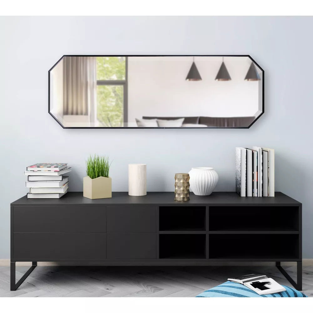 16" x 48" Rhodes Full Length Wall Mirror Black - Kate & Laurel All Things Decor