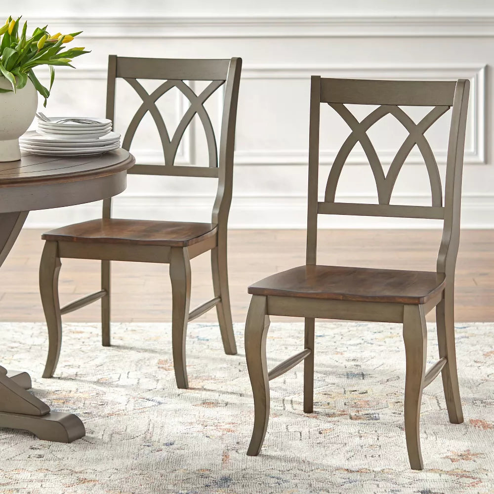 Set of 2 Montauk Dining Chairs Grey/Oak - Buylateral