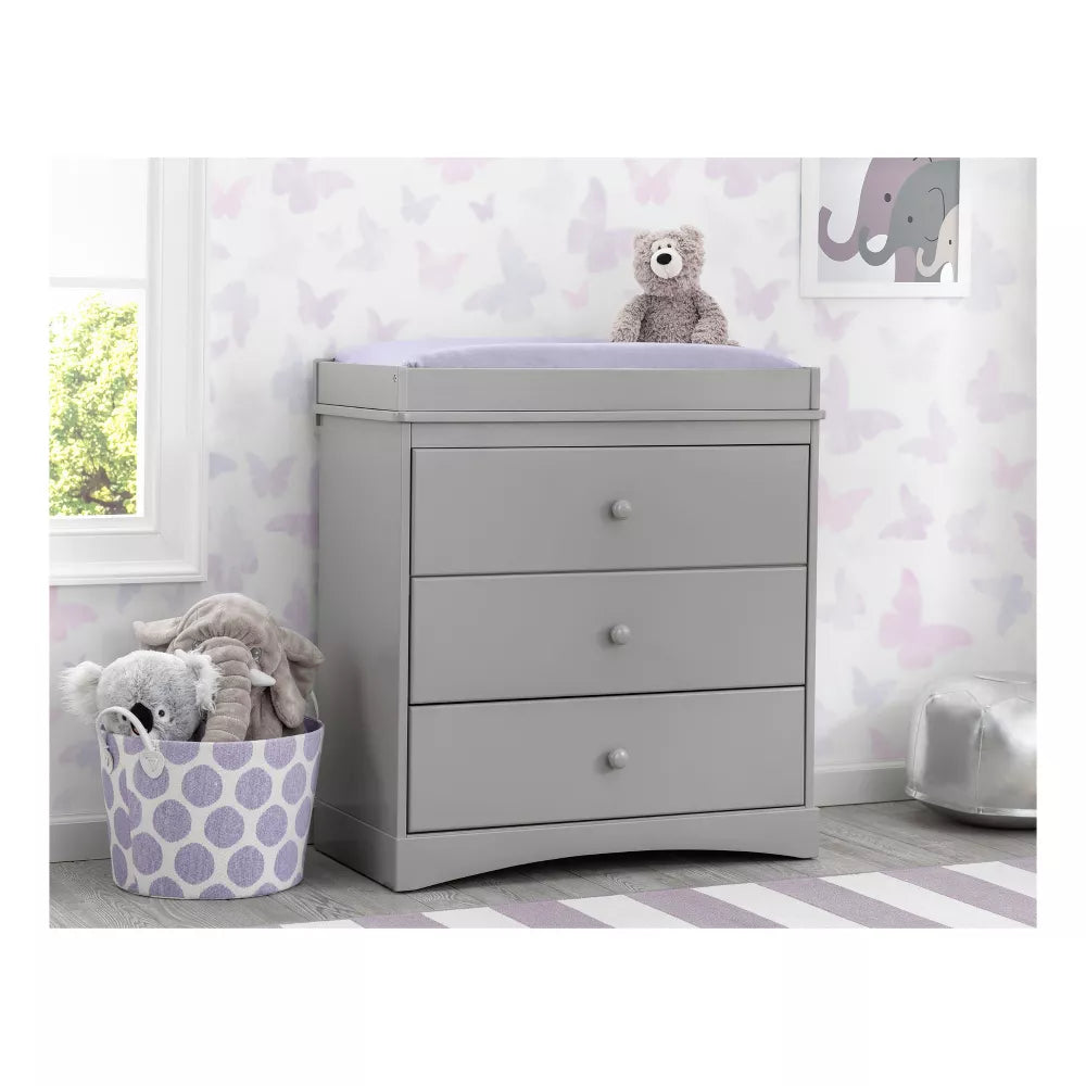 Delta Children Skylar 3-Drawer Dresser with Changing Top Gray