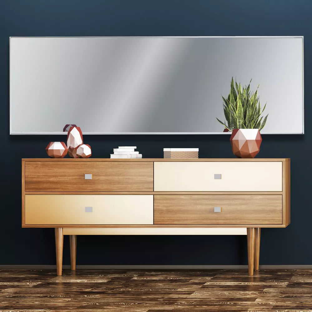 60"x20" Brushed Nickel Modern Leaner Decorative Wall Mirror Silver - Project 62™