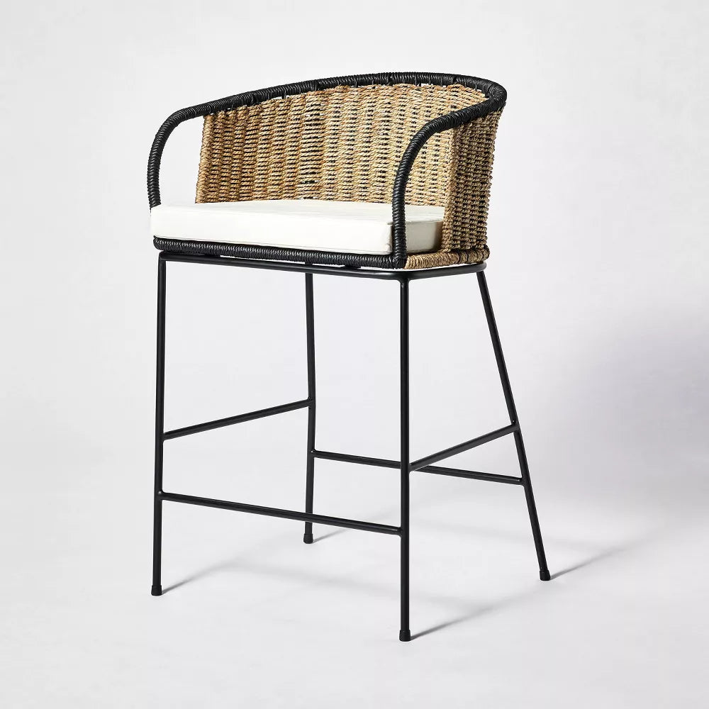 Westcliff Seagrass Counter Height Barstool Natural/Black - Threshold designed with Studio McGee