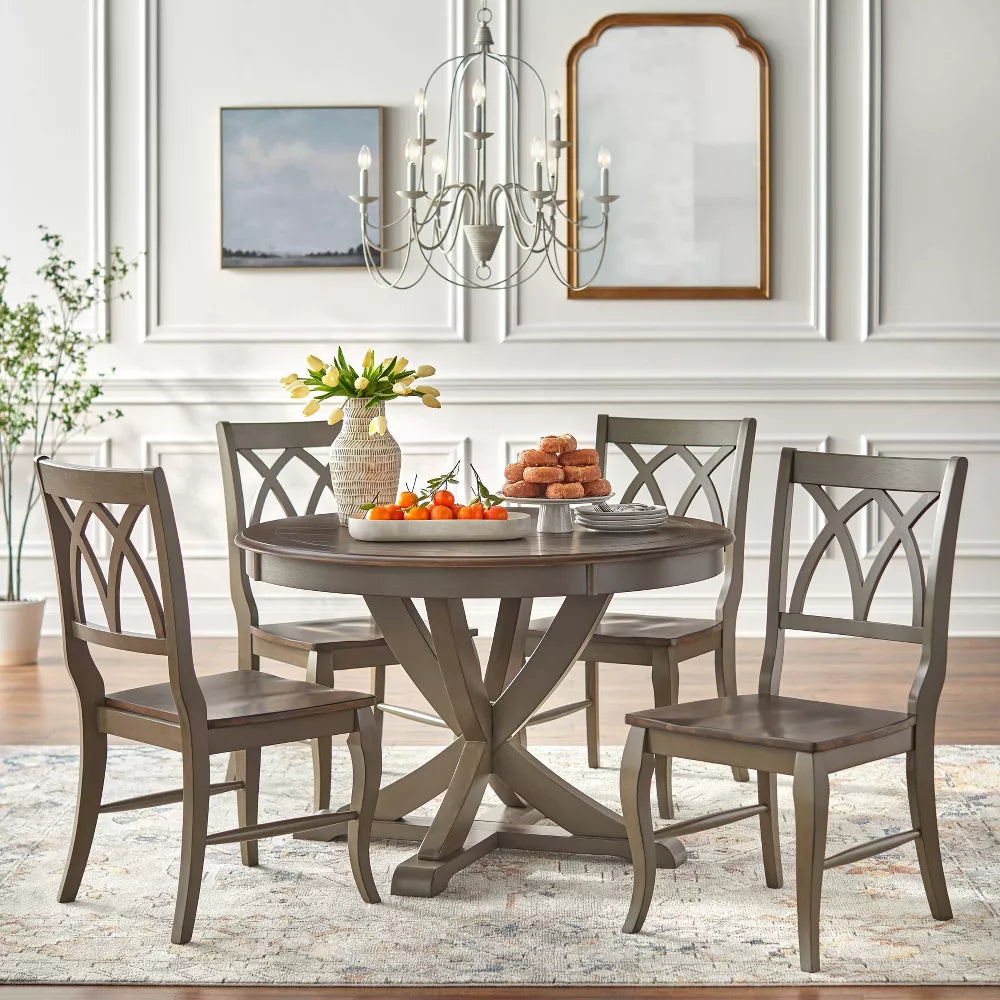 Set of 2 Montauk Dining Chairs Grey/Oak - Buylateral