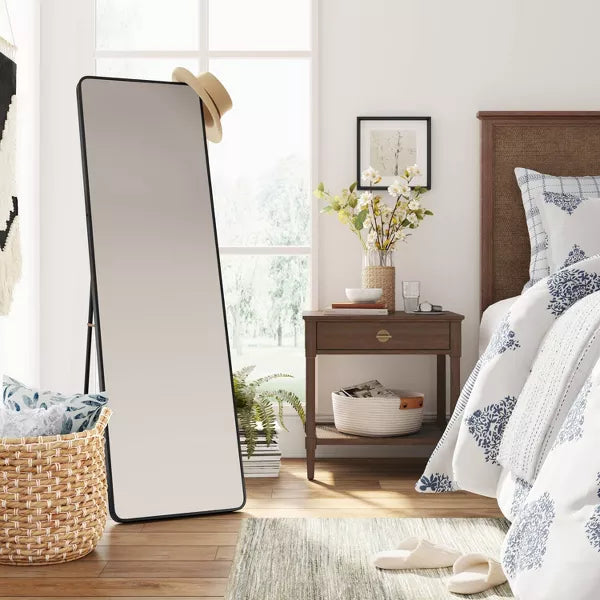 18" x 60" Metal Aluminum Cheval Floor Mirror Black - Threshold