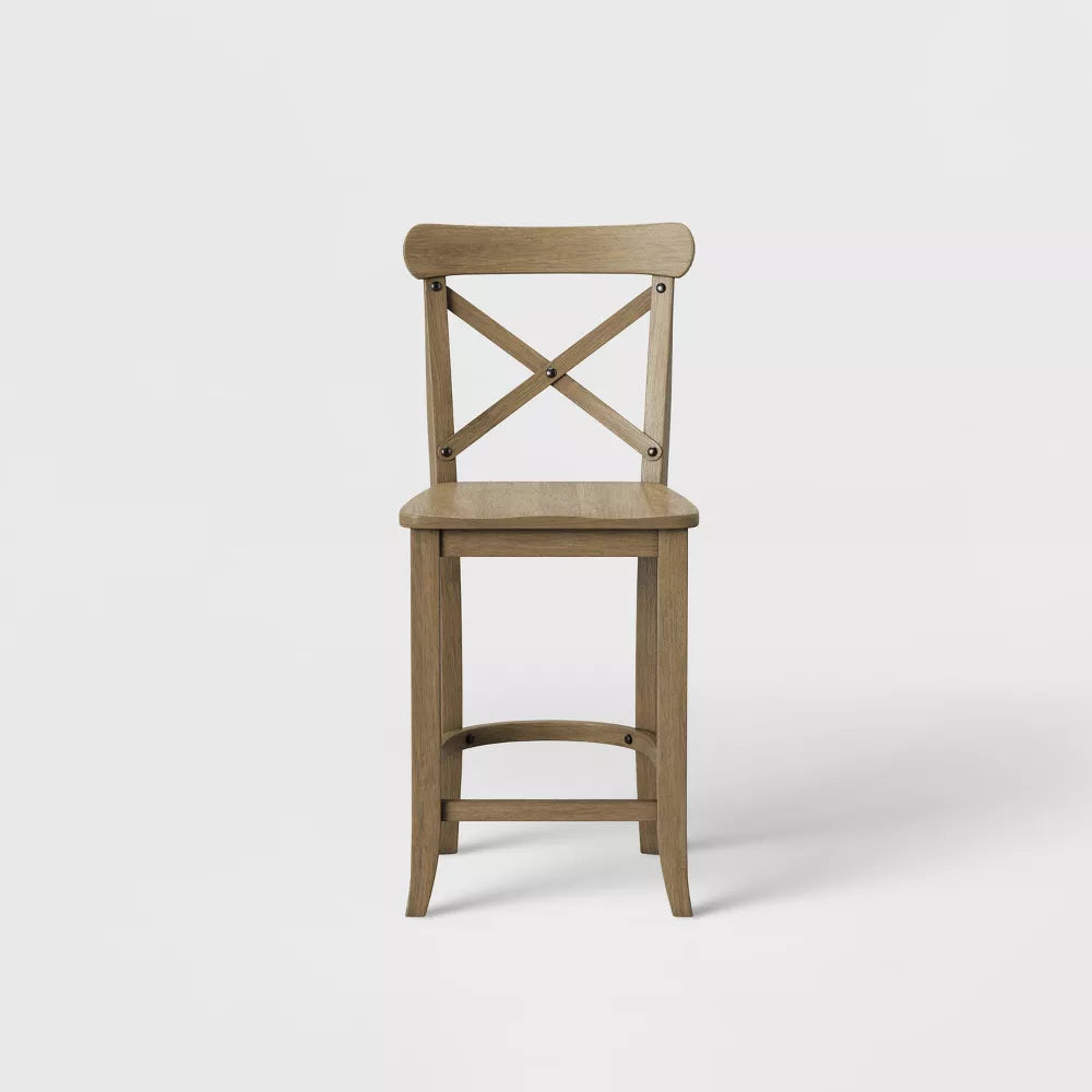 24" Litchfield X-Back Counter Height Barstool Driftwood Brown - Threshold