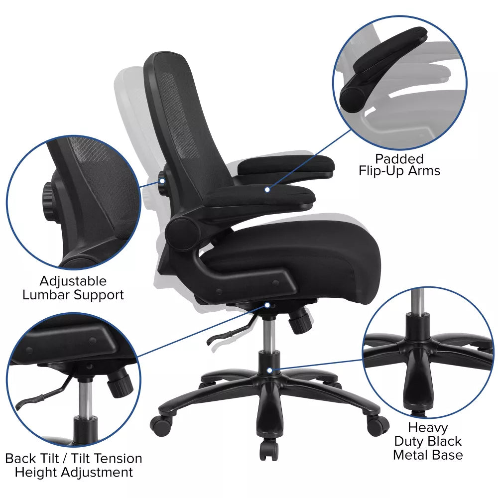 Flash Furniture HERCULES Series Big & Tall 500 lb. Rated Mesh Executive Swivel Ergonomic Office Chair with Adjustable Lumbar