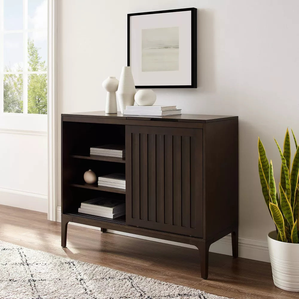 Asher Record Storage Media Console Dark Brown - Crosley
