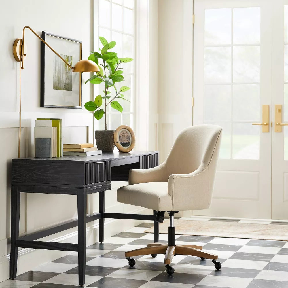 Santa Monica Rounded Back Upholstered Office Chair Cream - Threshold designed with Studio McGee