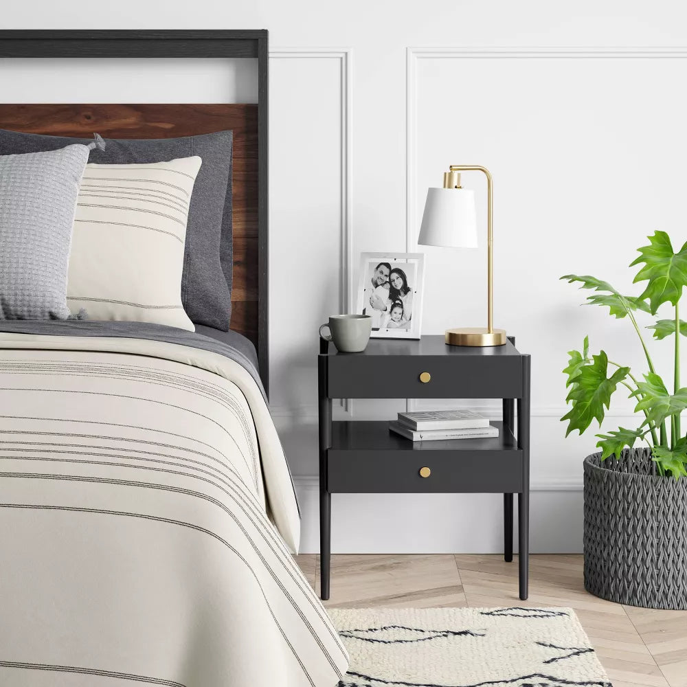 2 Drawer Nightstand Charcoal Gray - Threshold