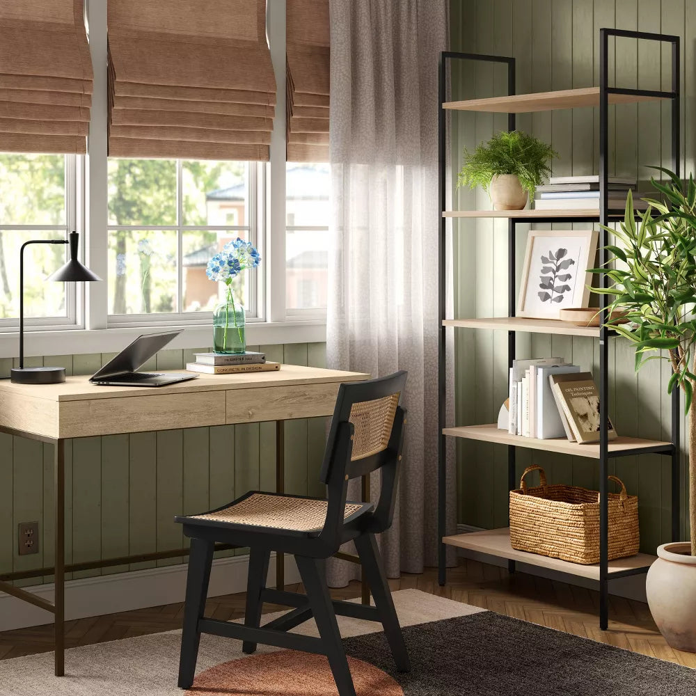 Loring Wood Writing Desk with Drawers and Charging Station Oak- Project 62