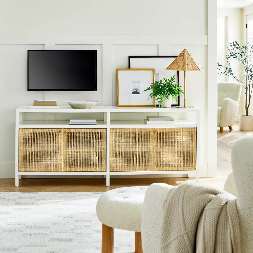 Springville Caned Door TV Stand for TVs up to 72" White - Threshold designed with Studio McGee