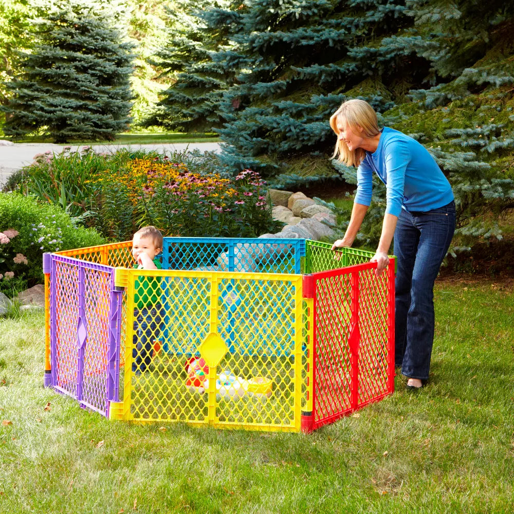 Toddleroo by North States Superyard Colorplay 6 Panel Freestanding Gate
