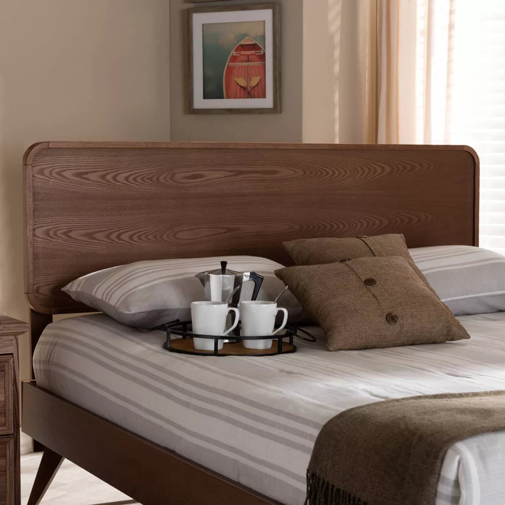Mailene Walnut Finished Wood Headboard Queen- Baxton Studio