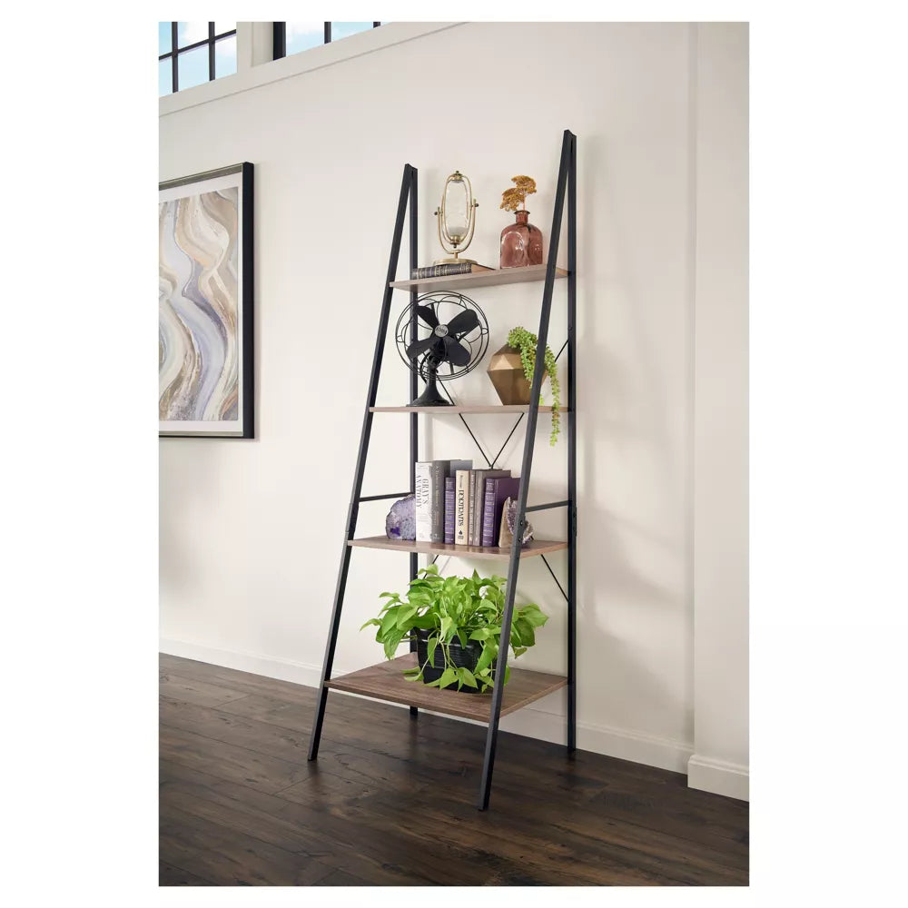 70" Ladder Bookshelf Mixed Material Gray- ClosetMaid