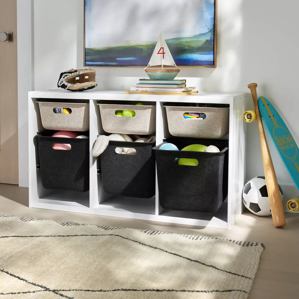 Triple Opening Sliding Bin Cube White - Brightroom