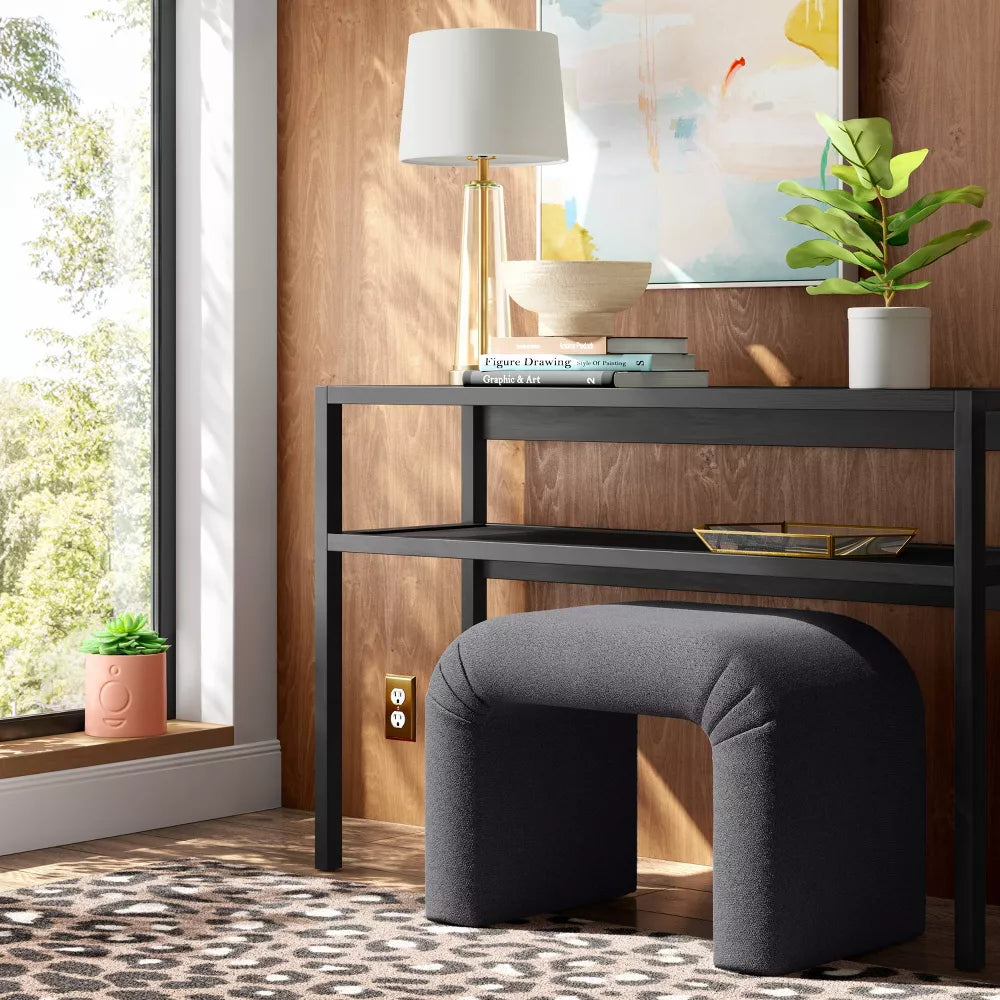 Cicely Waterfall Ottoman Charcoal Boucle - Threshold