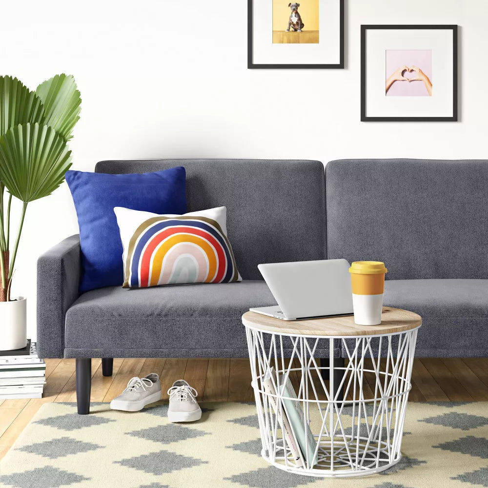 Futon Sofa with Arms Charcoal Gray - Room Essentials