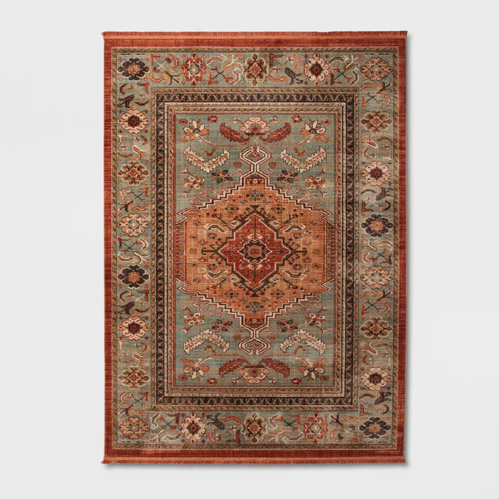 Floral Woven Accent Rug 7x10 Green/Red - Threshold – Lucky Duck Dealz Floral Woven Accent Rug 7x10 Green/Red - Threshold – Lucky Duck Dealz
