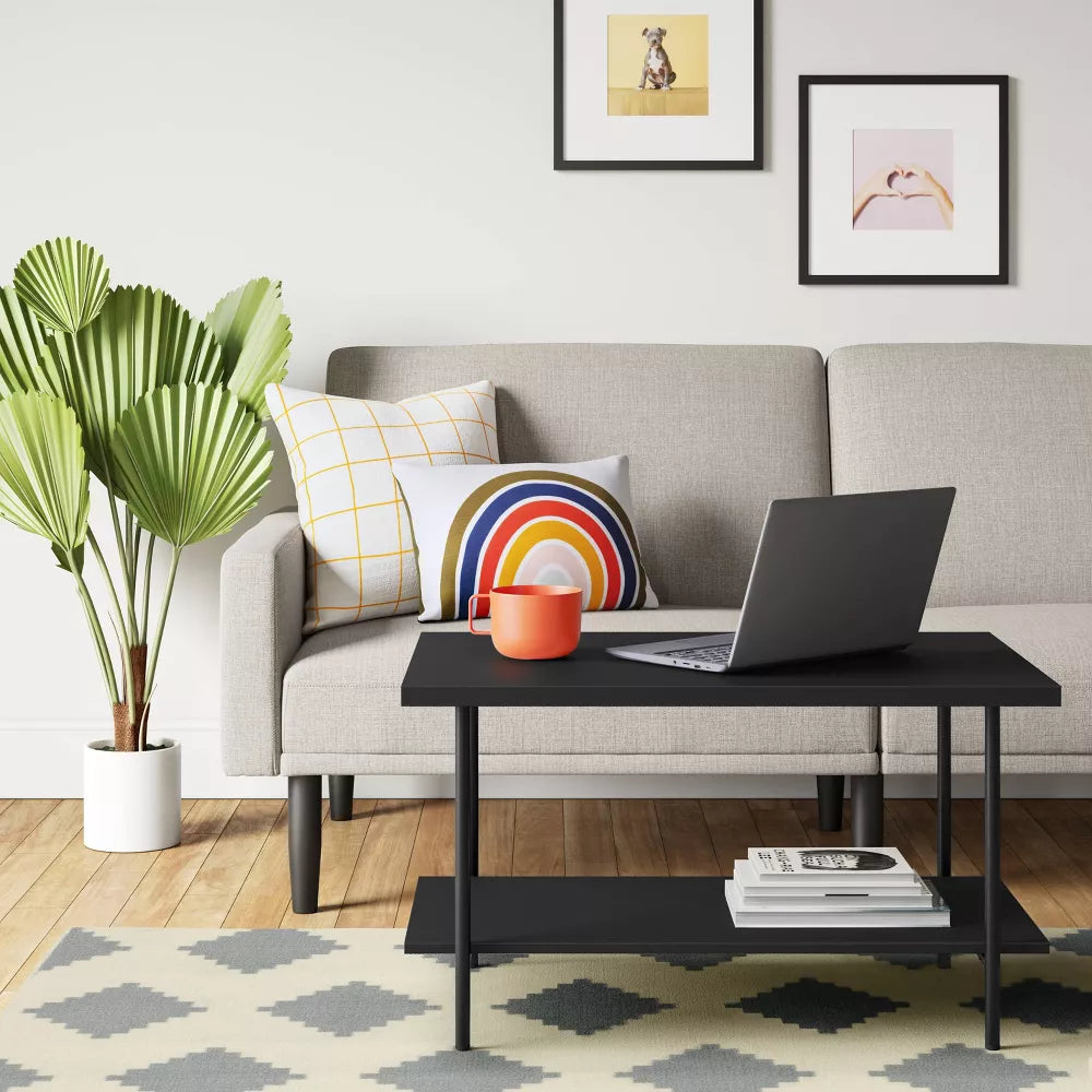 Wood and Metal Coffee Table Black- Room Essentials