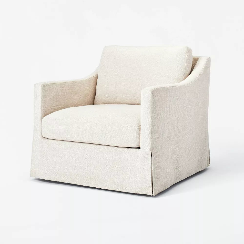 Vivian Park Upholstered Swivel Chair Cream (OPEN BOX) - Threshold designed with Studio McGee