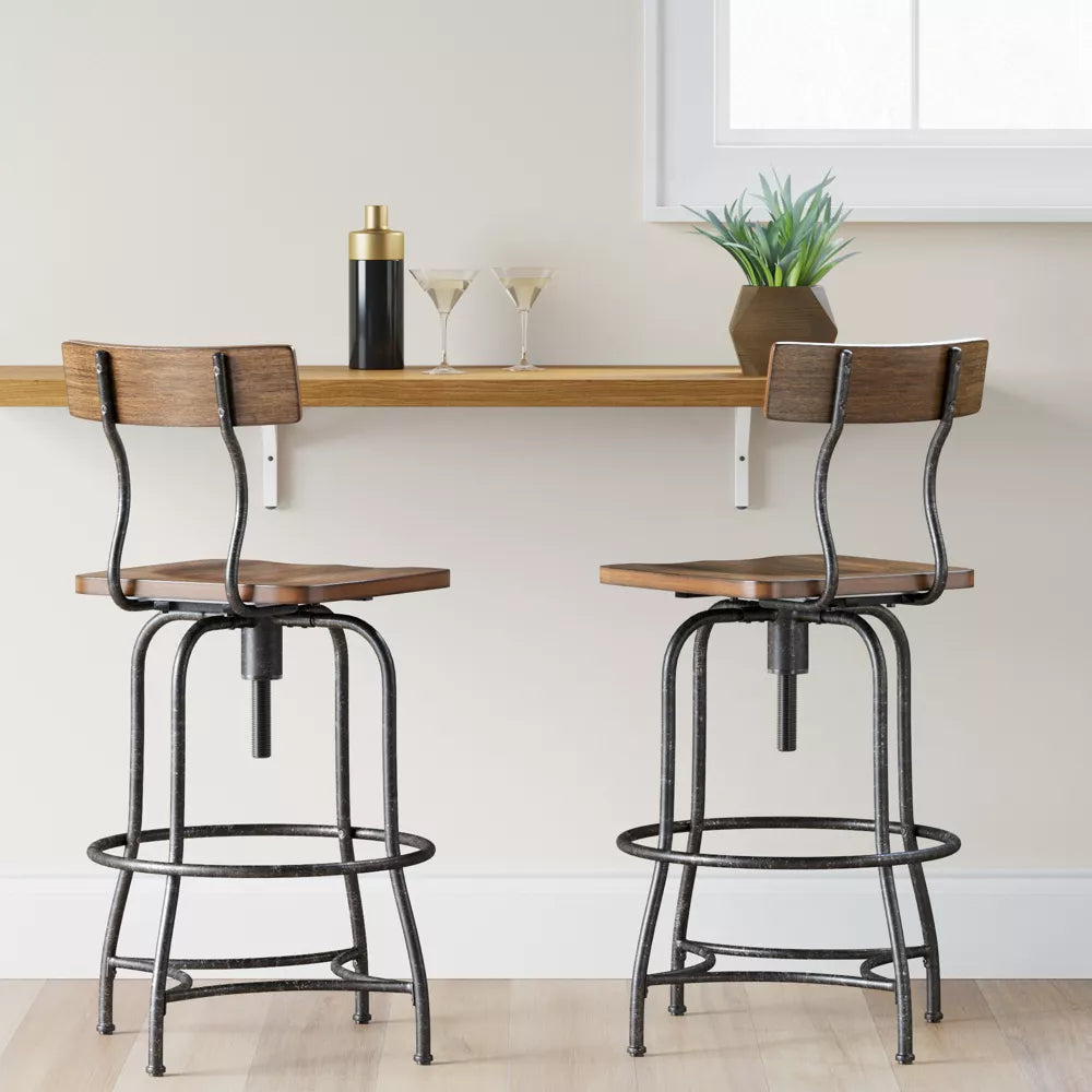 Woodsboro Adjustable Barstool Brown - Threshold