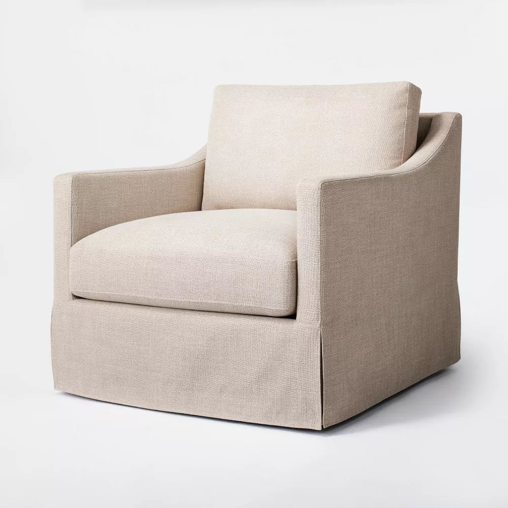 Vivian Park Upholstered Swivel Chair Mushroom Linen