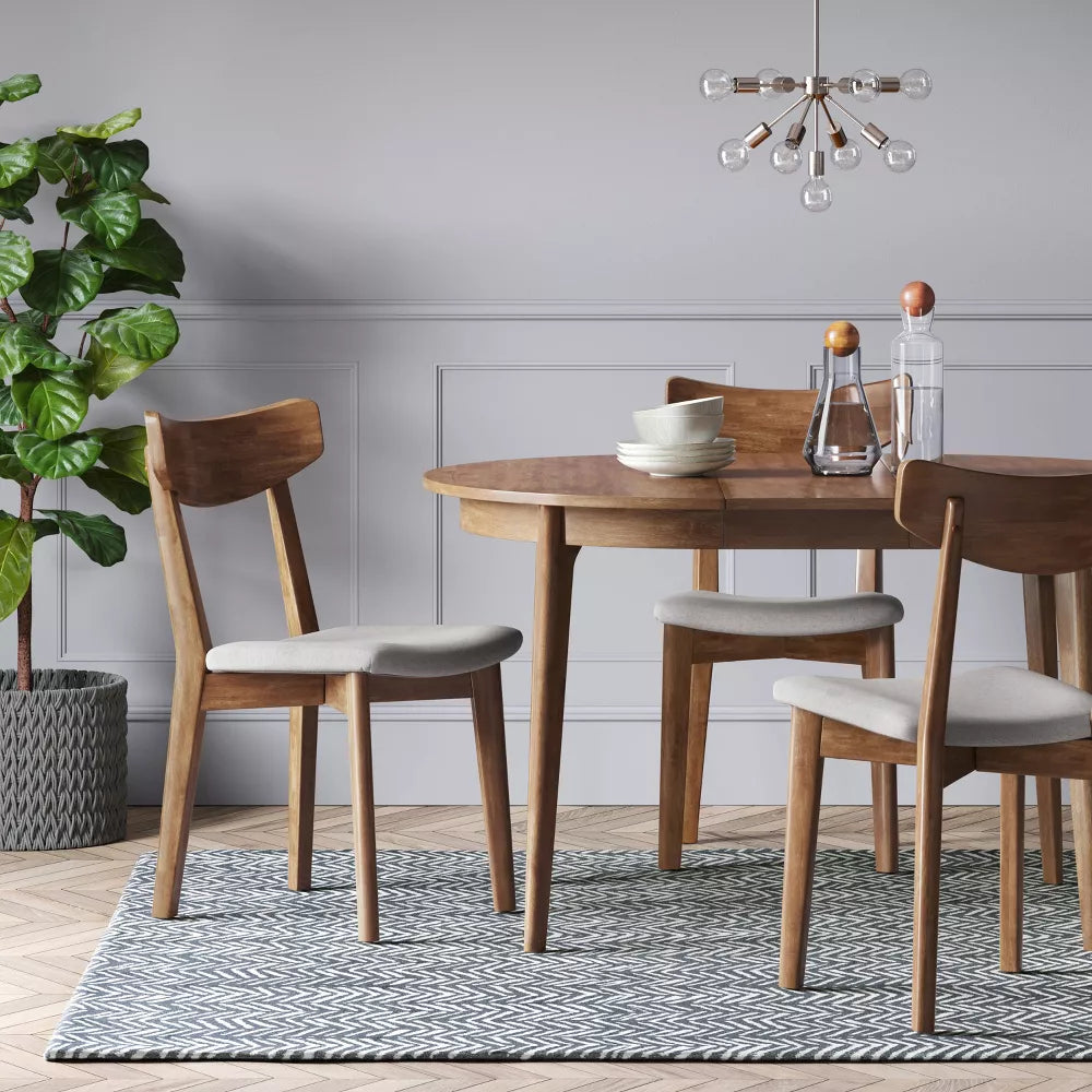 Astrid Mid-Century Round Extendable Dining Table Brown - Threshold
