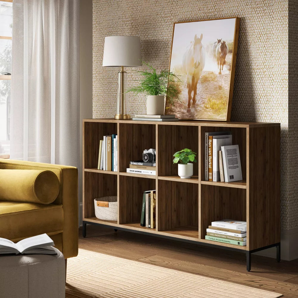 34" Loring 8 Cube Bookshelf Walnut - Threshold
