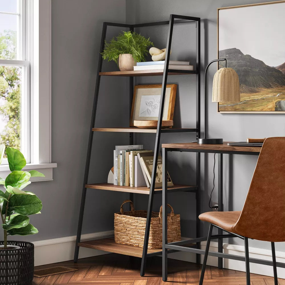 60" Loring 4 Shelf Trestle Bookcase Walnut - Threshold