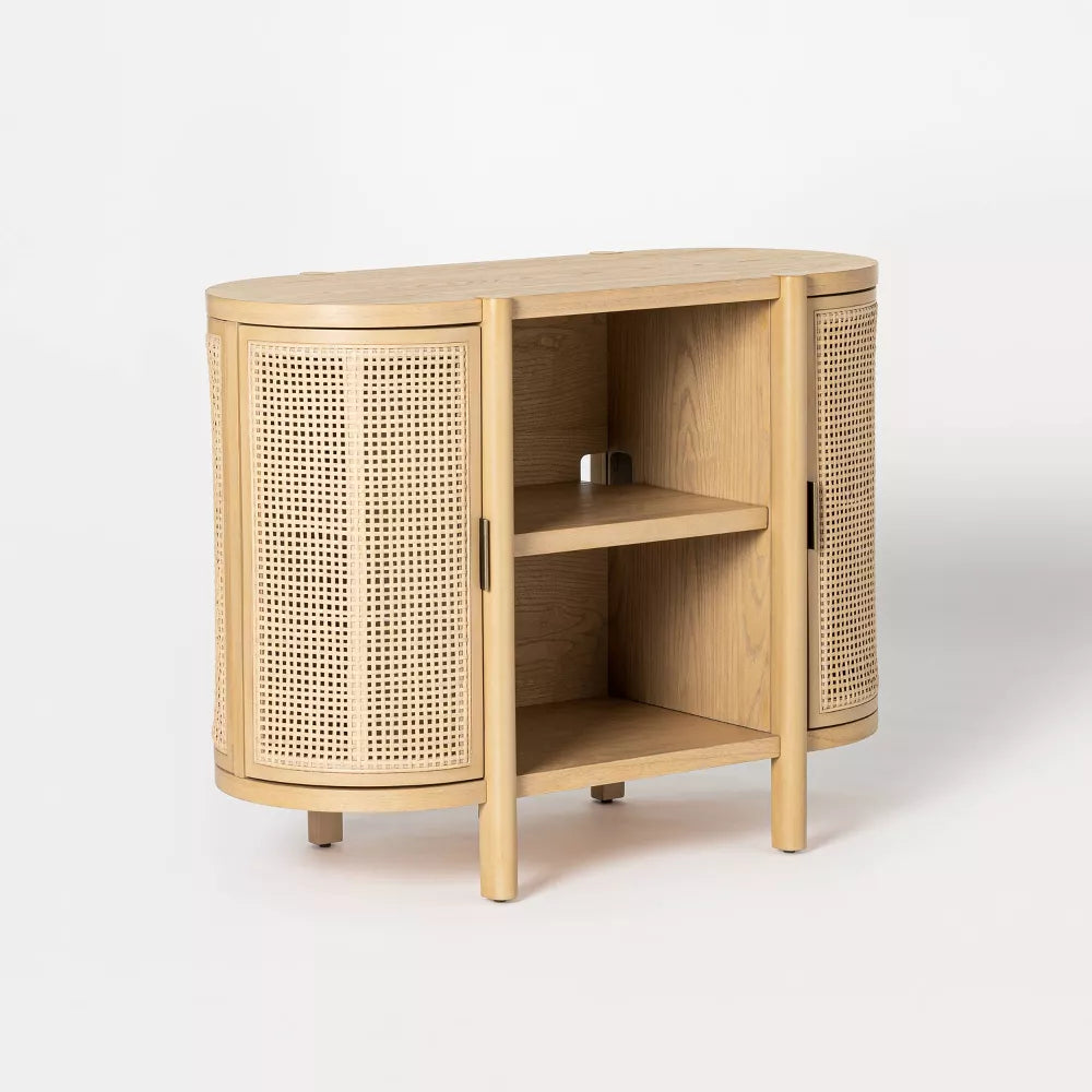 Portola Hills Caned Door Console with Shelves Natural - Threshold designed with Studio McGee