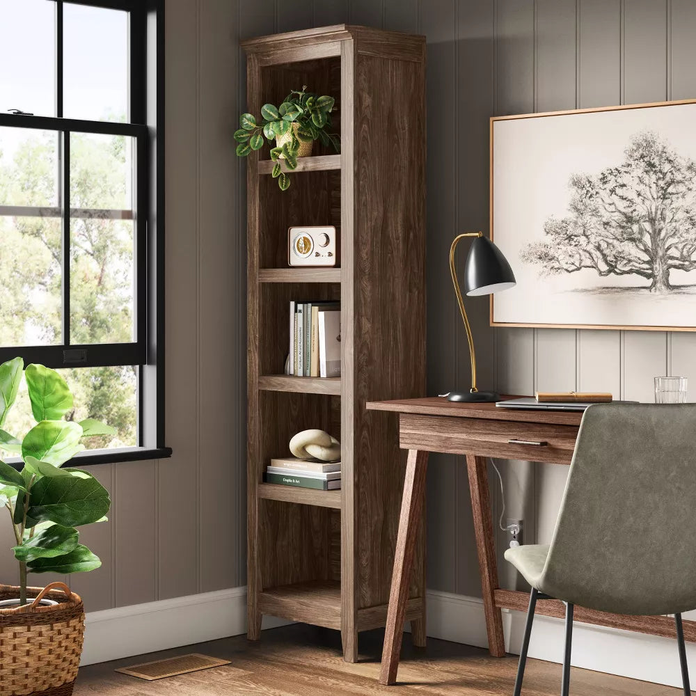 72" Carson Narrow Bookcase Walnut Brown - Threshold