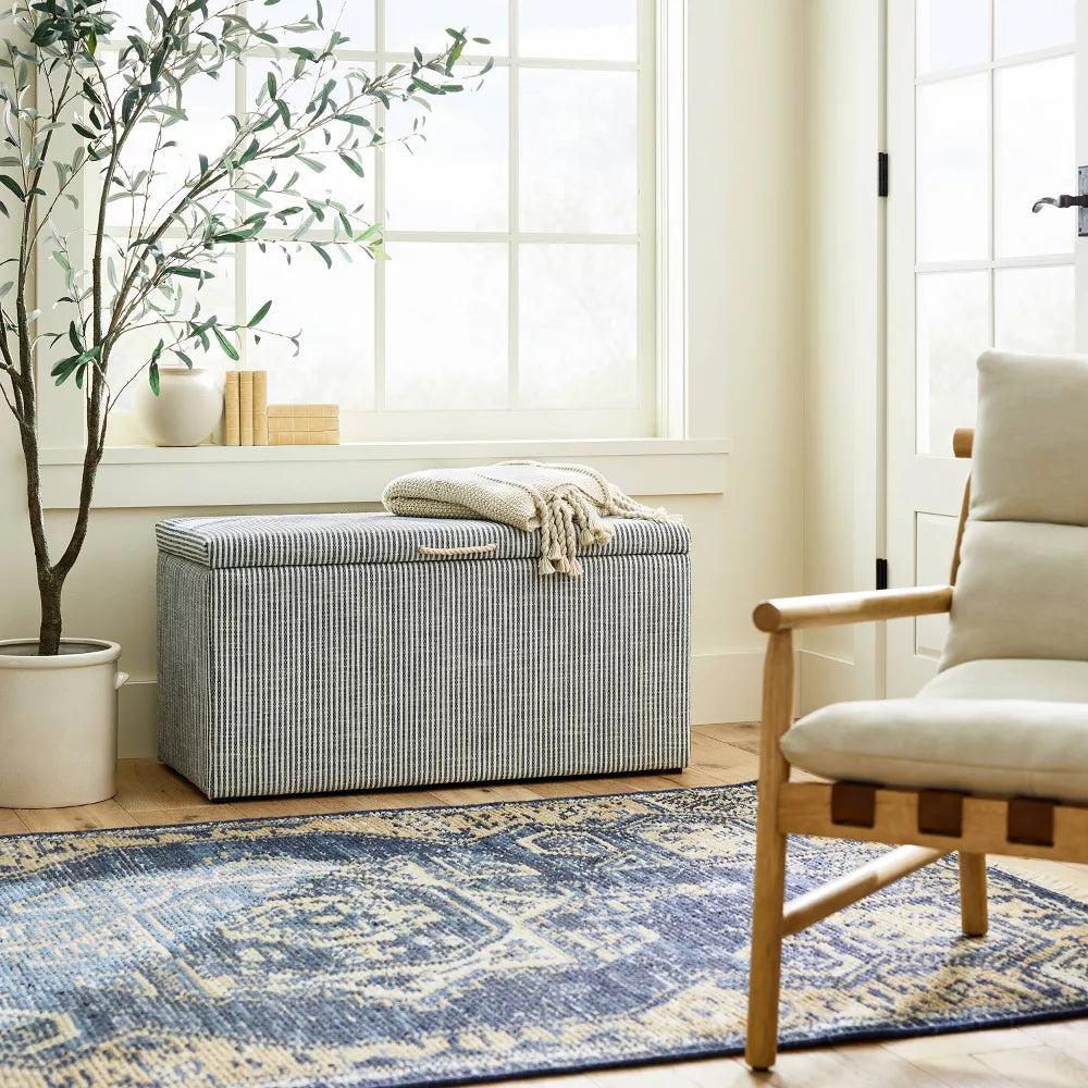 Lynwood Cube Bench Ticking Striped (FA) - Threshold designed with Studio McGee