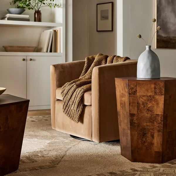 Ogden Burled Wood Accent Table - Threshold™ designed with Studio McGee-Dark Brown