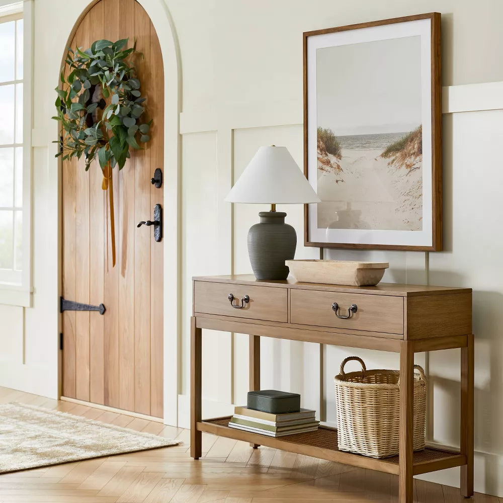 Brandeis Woven Console Table Brown - Threshold designed with Studio McGee