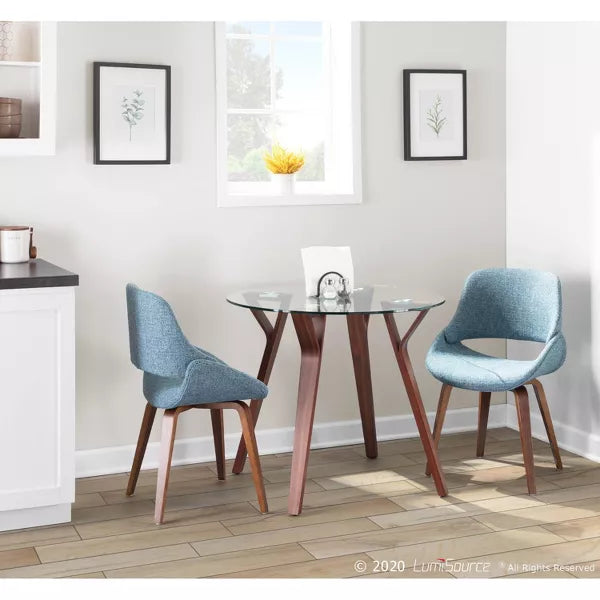 35.5" Folia Mid-Century Modern Modern Round Dining Tables Walnut/Clear - LumiSource