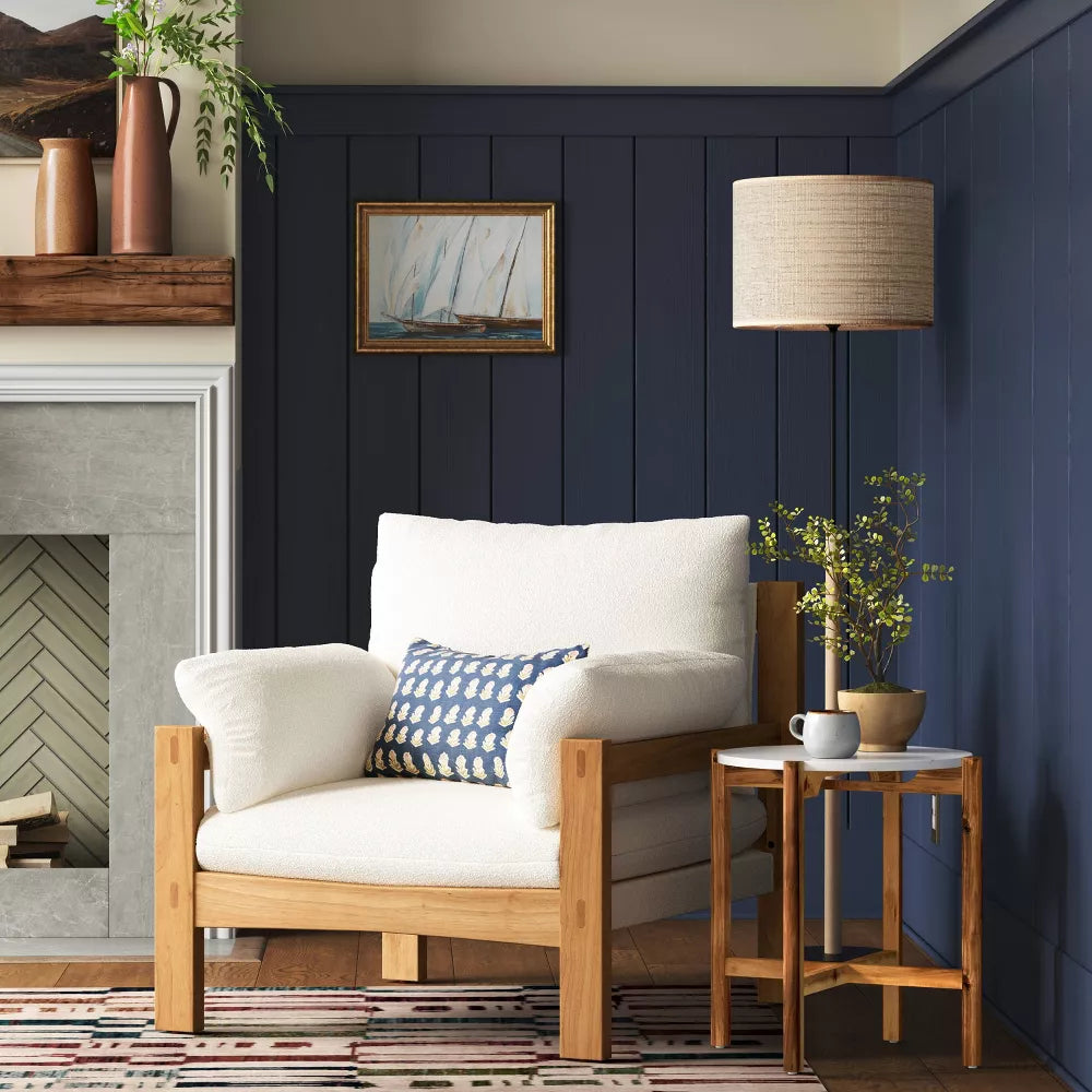 Wood and Marble Accent Table Natural - Threshold