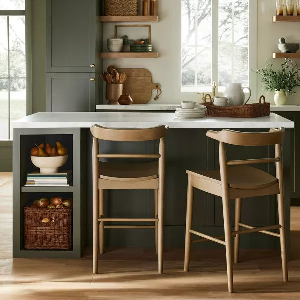 Kaysville Curved Back Wood Counter Height Barstool - Threshold™ designed with Studio McGee-Gray Wash