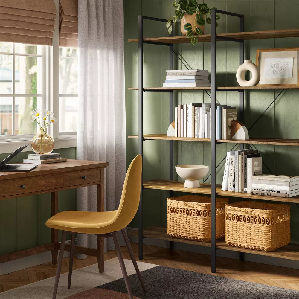 72" Banks 5 Shelf H Frame Bookcase Brown - Threshold