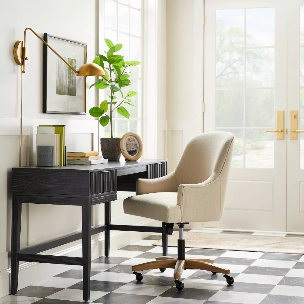 Thousand Oaks Wood Scalloped Desk Black - Threshold designed with Studio McGee