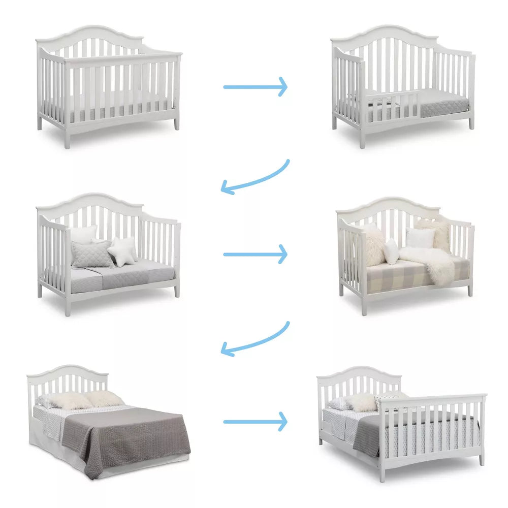 Delta Children Farmhouse 6-in-1 Convertible Crib Textured White