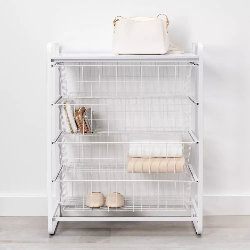 4 Drawer Metal Storage Organizer White - Brightroom
