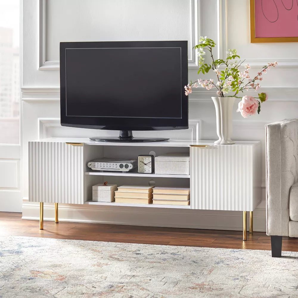 Valen Channel Front TV Stand for TVs up to 65" White - Lifestorey