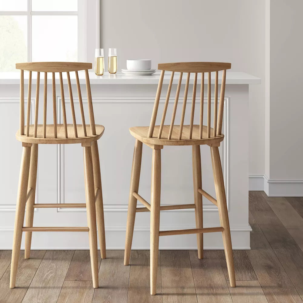 Harwich High Back Windsor Barstool Natural- Threshold